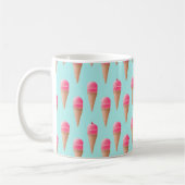 Rosa Erdbeere Eis Crememuster, blau Kaffeetasse (Links)