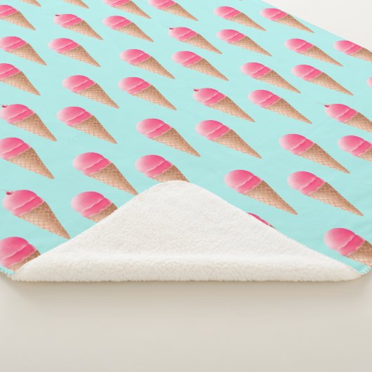 Rosa Erdbeere Eis Crememuster, blau Sherpadecke (3/4)