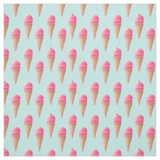Rosa Erdbeere Eis Crememuster, blau Stoff (Muster)