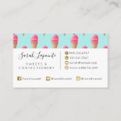 Rosa Erdbeere Eis Crememuster, blau Visitenkarte (Rückseite)