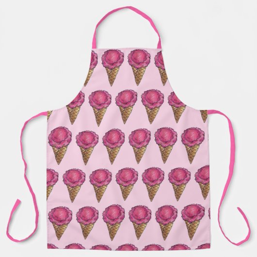 Rosa Erdbeere Eis Waffelkone Feinschmecker Schürze (Vorderseite)
