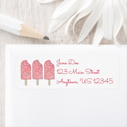 Rosa Erdbeere Eiscreme Eclair Popsicles Labels (Insitu)