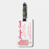 Rosa Erdbeere Eiscreme Gepäckanhänger (Rückseite vertikal)