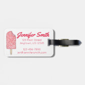Rosa Erdbeere Eiscreme Gepäckanhänger (Rückseite horizontal)