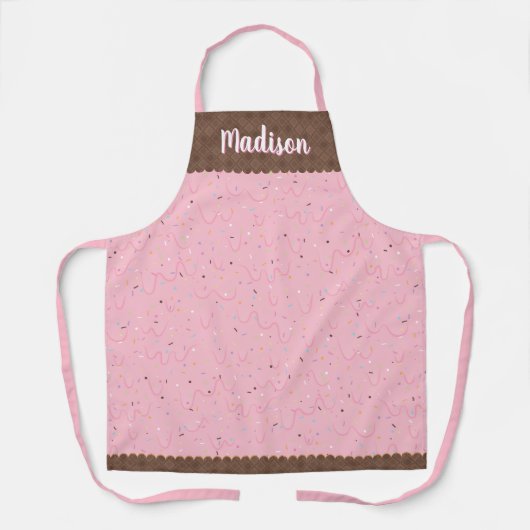 Rosa Erdbeere Eiscreme Schürze (Vorderseite)