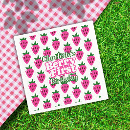 Rosa Erdbeere Erste Geburtstagspapier Serviette