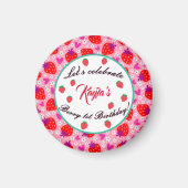 Rosa Erdbeere Erste Geburtstagspartei Personalisie Magnet (Vorne)