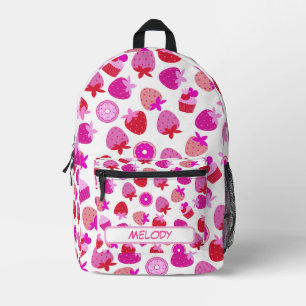 Rosa Erdbeere Feld Sommer Naturfrucht tropische Bedruckter Rucksack