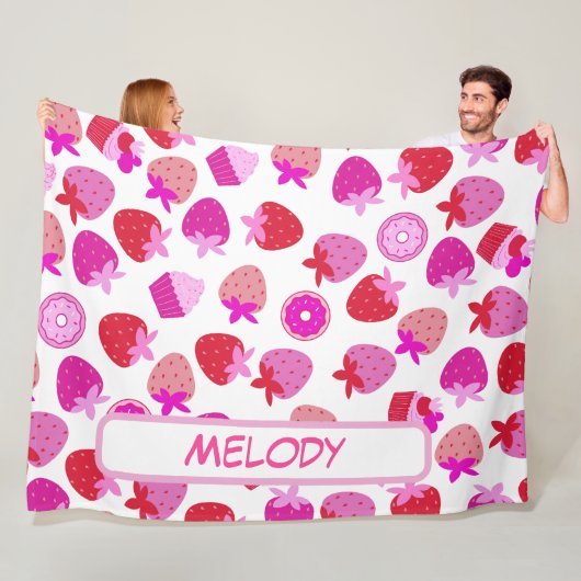 Rosa Erdbeere Feld Sommer Naturfrucht tropische Fleecedecke (Beispiel)