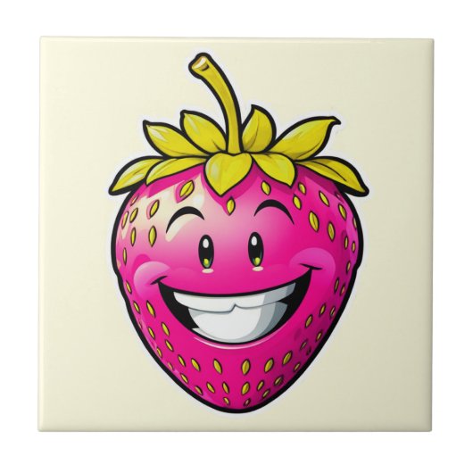 Rosa Erdbeere Fliese (Vorderseite)