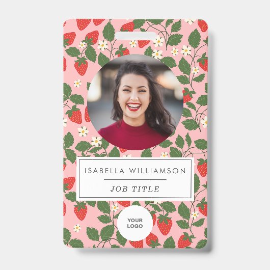 Rosa Erdbeere Frucht Einzigartiges Foto Ausweis (Vorderseite)
