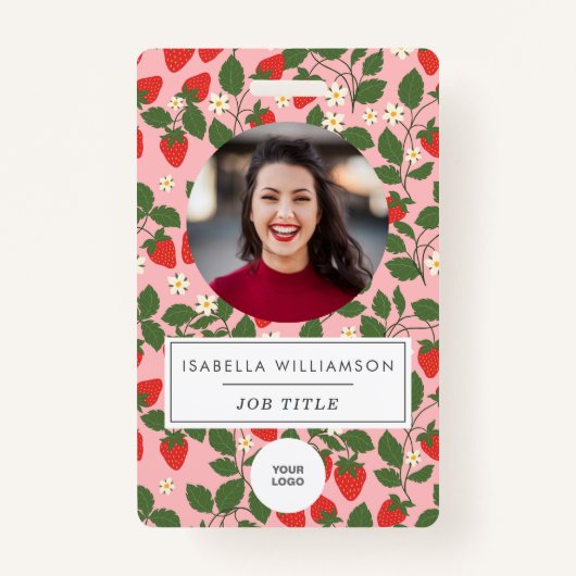 Rosa Erdbeere Frucht Einzigartiges Foto Ausweis (Vorderseite)