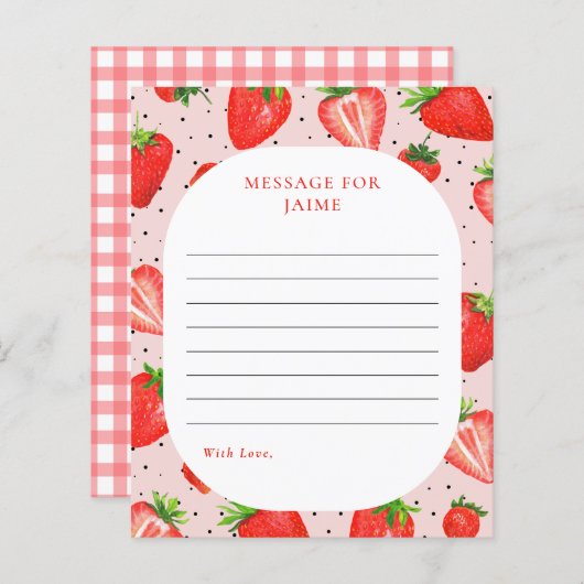 Rosa Erdbeere Geburtstagszeit Kapselnotiz (Vorne/Hinten)