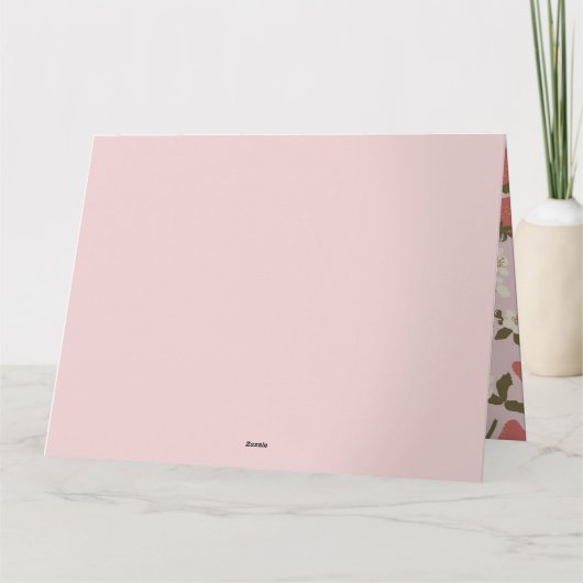 Rosa Erdbeere gefaltet Danke Karte (Rückseite)