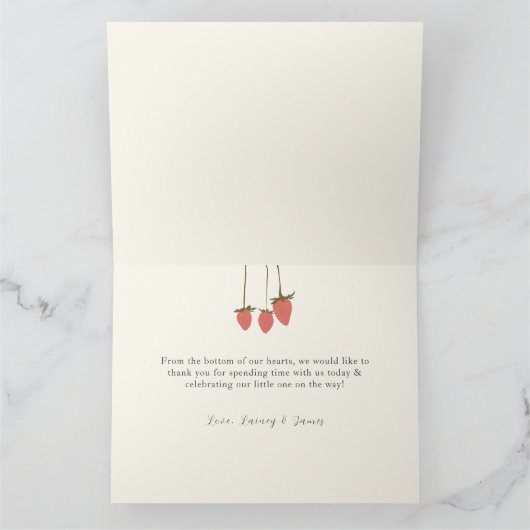 Rosa Erdbeere gefaltet Danke Karte (Innenseite)