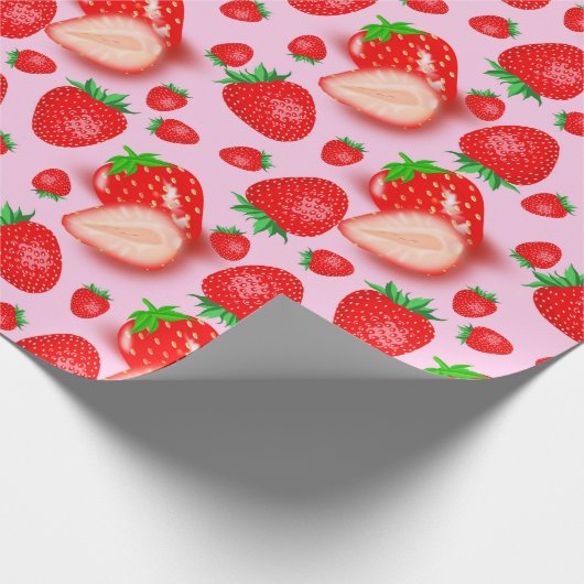 Rosa Erdbeere Geschenkpapier (Ecke)