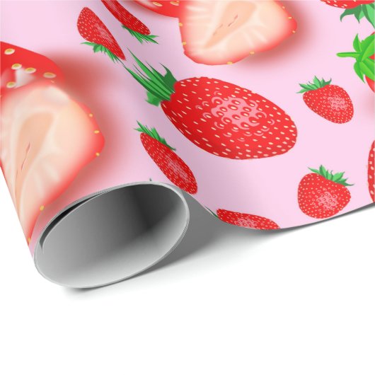 Rosa Erdbeere Geschenkpapier (Rolleneckpunkt)