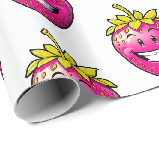 Rosa Erdbeere Geschenkpapier (Rolleneckpunkt)