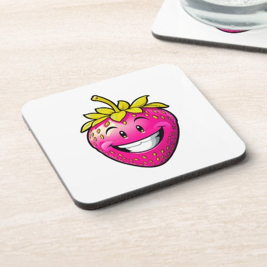 Rosa Erdbeere Getränkeuntersetzer (Linke Seite)