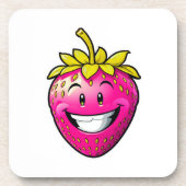 Rosa Erdbeere Getränkeuntersetzer (Vorderseite)