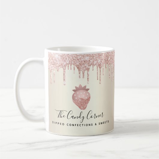 Rosa Erdbeere Glitzer Tropfen Confection Sweet Gol Kaffeetasse (Links)