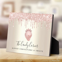 Rosa Erdbeere Glitzer Tropfen Gold Dessert Süßigke
