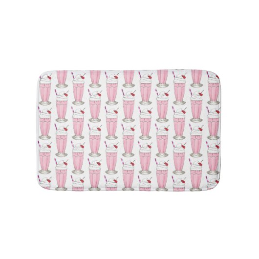 Rosa Erdbeere Ice Cream Shoppe Milkshake Dessert Badematte (Vorderseite)