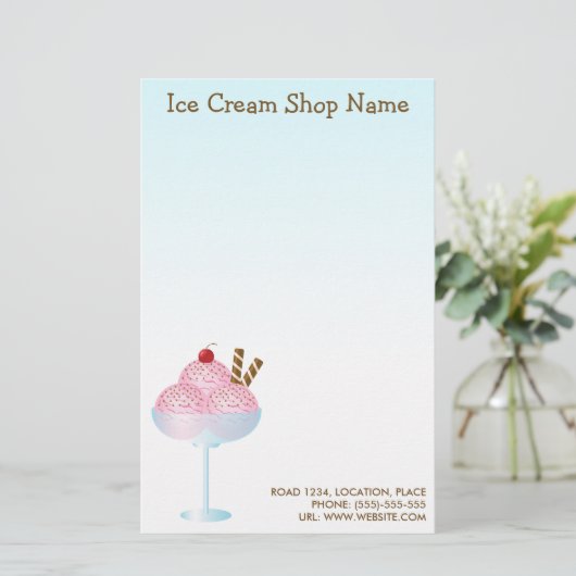 Rosa Erdbeere Ice Creme Business Briefpapier (Stehend Vorderseite)