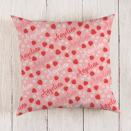 Rosa Erdbeere Individuelle Name Girls Pillow Kissen