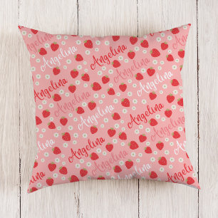 Rosa Erdbeere Individuelle Name Girls Pillow Kissen