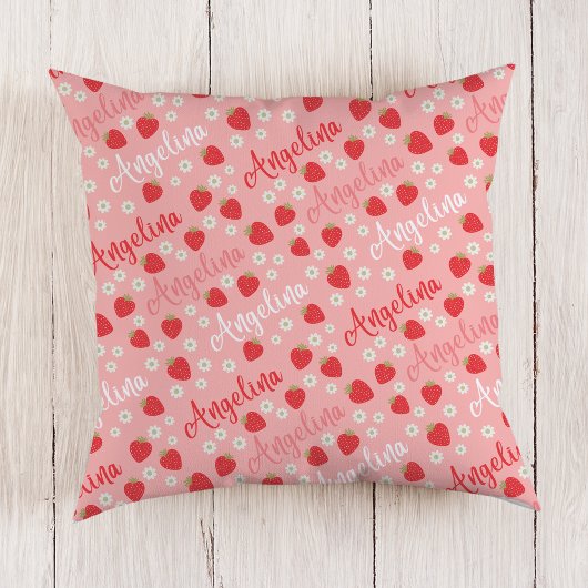 Rosa Erdbeere Individuelle Name Girls Pillow Kissen