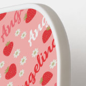 Rosa Erdbeere Individuelle Name Niedlich Pickleball Schläger (Linke Seite)