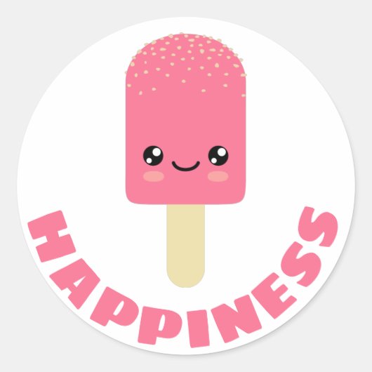Rosa Erdbeere Krumeln Eiswürfel Pop Runder Aufkleber (Vorderseite)