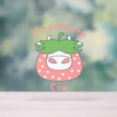 Rosa Erdbeere Kuh Klassischer T - Shirt Acrylschild (Neutral)