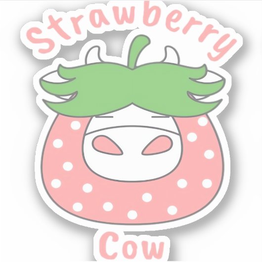 Rosa Erdbeere Kuh Klassischer T - Shirt Aufkleber (Vorderseite)