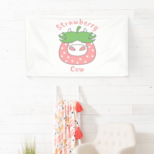 Rosa Erdbeere Kuh Klassischer T - Shirt Banner (Insitu)