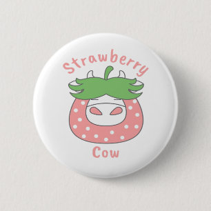 Rosa Erdbeere Kuh Klassischer T - Shirt Button