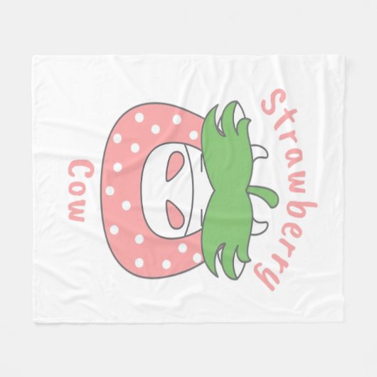 Rosa Erdbeere Kuh Klassischer T - Shirt Fleecedecke (Vorderseite (Horizontal))