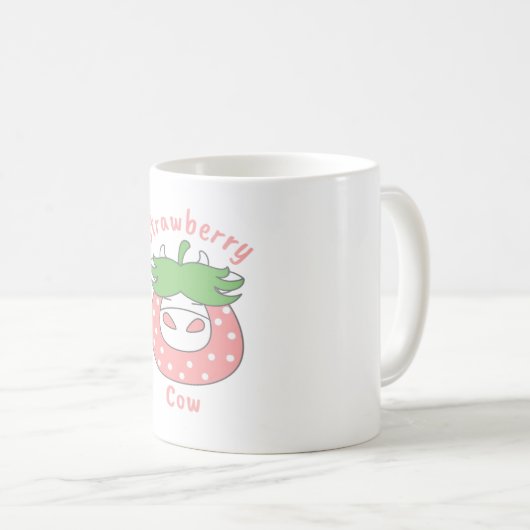 Rosa Erdbeere Kuh Klassischer T - Shirt Kaffeetasse (VorderseiteRechts)