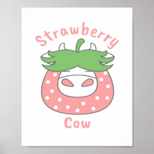 Rosa Erdbeere Kuh Klassischer T - Shirt Poster