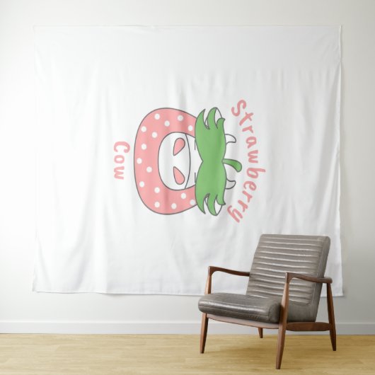 Rosa Erdbeere Kuh Klassischer T - Shirt Wandteppich (Beispiel (Horizontal))