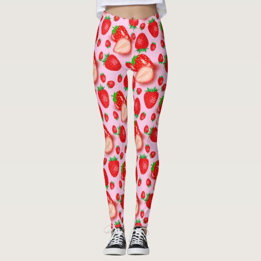 Rosa Erdbeere Leggings (Vorderseite)