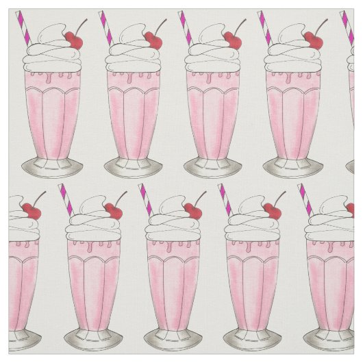 Rosa Erdbeere Milkshake Ice Cream Shoppake Stoff (Muster)