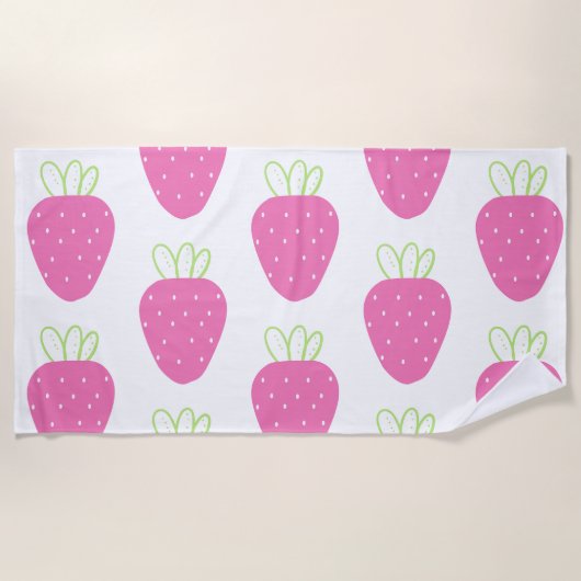 Rosa Erdbeere Minimalistisch Wasserfarben Frucht Strandtuch (Vorderseite)