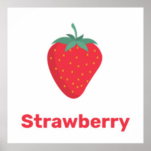Rosa Erdbeere mit Worten Poster