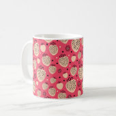 Rosa Erdbeere nahtloses Muster Kaffeetasse (Vorderseite Links)