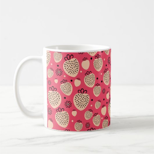 Rosa Erdbeere nahtloses Muster Kaffeetasse (Links)