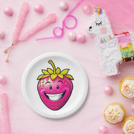 Rosa Erdbeere Pappteller (Party)