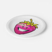 Rosa Erdbeere Pappteller (Schrägansicht)