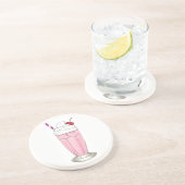 Rosa Erdbeere Schütteln Eiscreme Milchshake Feinsc Sandstein Untersetzer (Seite)